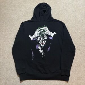 Batman Joker Hoodie Sweatshirt Mens XL Black Full Zip Graphic Fleece DC Comics